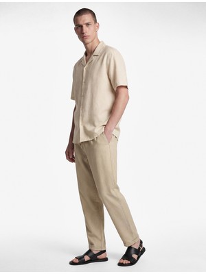 Koton Slim Fit Keten Karışımlı Cepli Beli Lastikli Bağcıklı Pantolon