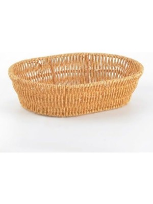 NY Home El Yapımı Doğal Hasır Sepet - Oval Çok Amaçlı Ekmeklik ve Düzenleyici (20,5 x 20,5 x 7 Cm)