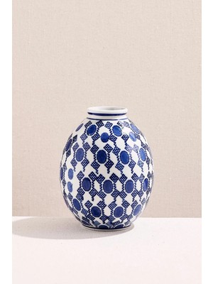 Paşabahçe Beyaz Mavi Porselen Dekoratif Obje 19X15 cm