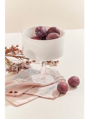 Paşabahçe Ayaklı Servis Kase 22X 18 cm Beyaz El Yapımı