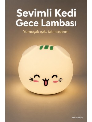 Septembris Lumicat Dokunmatik Silikon Kedi Gece Lambası USB Şarjlı Yumuşak LED Çocuk Odası Lambası