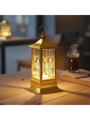 Mercora Tech Ramazan Temalı Gold Kare Kubbe LED Lamba
