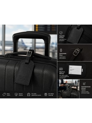 Windmotion Bagaj Etiketi Kılıfı Pu Deri Siyah WT25808