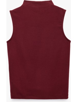 Koton Modal Kumaş Slim Fit Dik Yaka Kolsuz Tişört