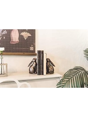 Creative Co-Op Bronz Reçine Tavşan Şekilli (2'li Set) Kitap Desteği, 2 Adet
