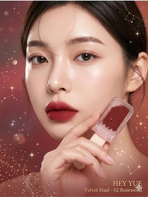Iceberg HEY.YUE Velvet Lip Mud No:02 Rosewood Kadifemsi Mat Likit Ruj - Uzun Süre Kalıcı, Yoğun Pigmentli Dudak Ruju