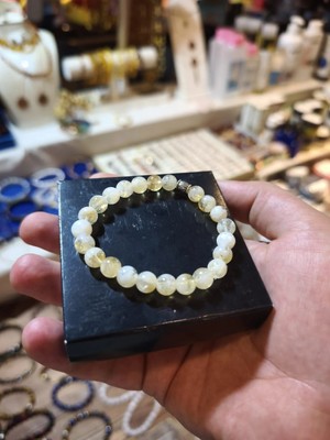 Mihrim Naturel A Kalite Karlı Sitrin Bileklik Bolluk Bereket Doğaltaş Bileklik