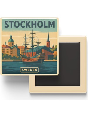 Zg Store Stockholm Isveç - Vasa Müzesi - Baskılı Buzdolap Magneti Kare 9x9 cm