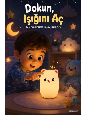 Septembris Lumibear – Dokunmatik Şarjlı Silikon Ayıcık Gece Lambası