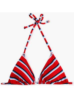 Koton Dokulu Çizgili Üçgen Bikini Üstü