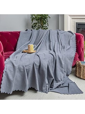 Zg Store Concept Koltuk Örtüsü Şönil Kaymaz Çift Taraflı Çekyat Örtüsü Koltuk Şalı 175X300 - Gri