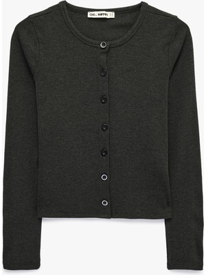 Koton Slim Fit Uzun Kollu Bisiklet Yaka Düğmeli Triko Hırka