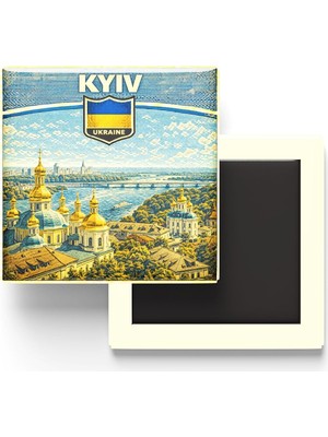 Zg Store Ukrayna Kiev Şehri Temalı Vintage Buzdolap Magneti – 9x9 cm