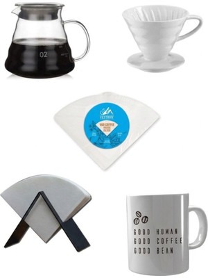 Empressco Kahve Demleme Seti V60 Sürahi Stand V60 Kağıt Kupa 5'li Paket