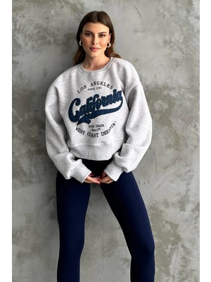FullaModa 3 Iplik California Nakışlı Sweatshirt