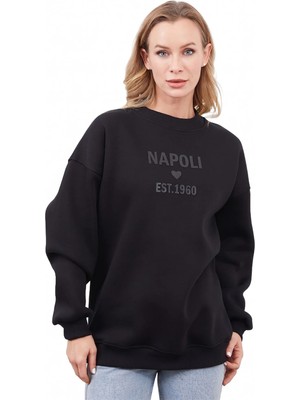 FullaModa Napoli Baskılı Oversize Sweatshirt