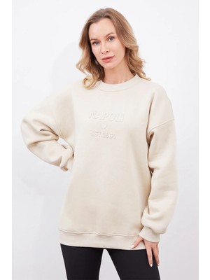 FullaModa Napoli Baskılı Oversize Sweatshirt