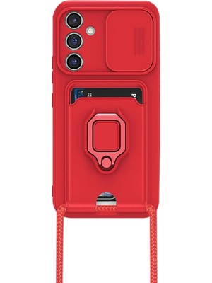 Durukar®  Samsung Galaxy A25 5g Kılıf Zuma Kartvizitli Yüzüklü Silikon - Kırmızı