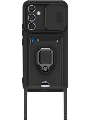 Durukar®  Samsung Galaxy A15 4g Kılıf Zuma Kartvizitli Yüzüklü Silikon - Siyah