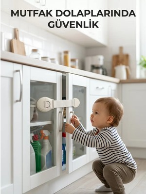 Gees Global Çocuk Güvenlik Dolap ve Çekmece Kilidi Güçlü Yapışkanlı Emniyet Kilidi