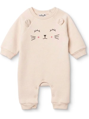 Hellobaby Kız Bebek Tulum Hayvan Baskılı Çıtçıtlı Bisiklet Yaka Long Sleeve Patiksiz