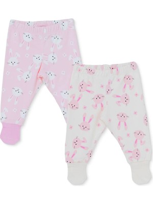 Hellobaby Kız Bebek 2li Pantolon Tavşan Baskılı Çoraplı