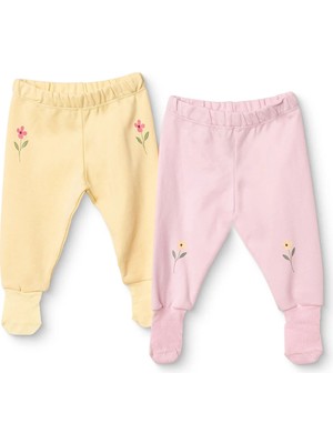 Hellobaby Kız Bebek 2li Pantolon Çiçek Baskılı Çoraplı