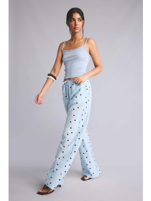 DeFacto Wide Leg Çift Cepli Puantiyeli Normal Bel Pantolon I4717AX26HS