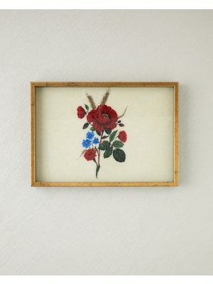 English Home Rose Stitch Cam Dekoratif Tepsi 30X42 cm Kırmızı - Bej