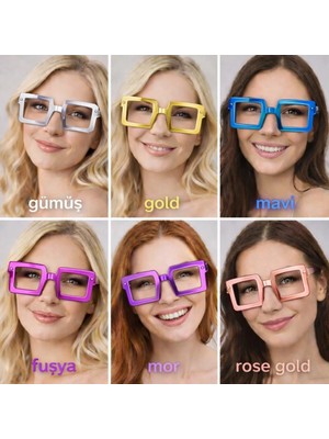 Mercora Tech Kare Şekilli Camsız Parti Gözlüğü 12 Adet – 6 Renk