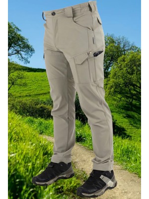 Snowmount Outdoor Trekking Taktikal Likralı Doğa Yürüyüşü Su Itici 9826 Bej Renk Pantolon
