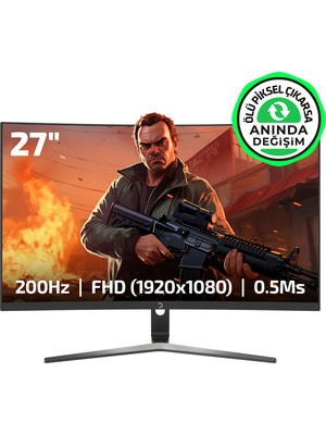 GamePower Vivid T50 27'' Curved RGB 200Hz 0.5ms FHD 1500R Curved 2x2W Speaker VA Gaming Monitör (Ölü Pikselde Anında Değişim)