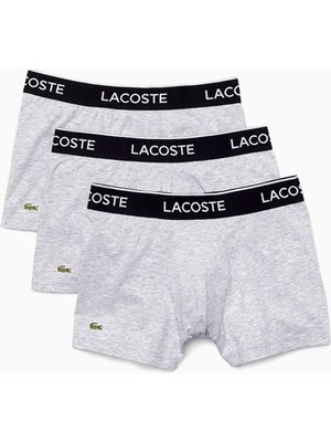 Lacoste Erkek 3 Lü Düz Desenli Boxer XL Gri Paça Tipi Konforlu Seçenek 5H3389-CCA