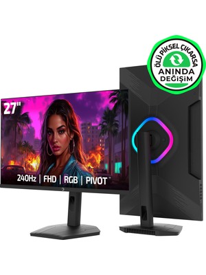 GamePower Lunis L50 27'' 240Hz 0.5Ms VA FHD RGB Pivot Gaming Monitör (Ölü Pikselde Anında Değişim)