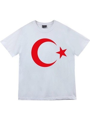 Herşey Nota Unisex Genç Yetişkin Bayrak Ay Yıldızlı ve Atatürklü 23 Nisan 29 Ekim 10 Kasım Gösteri T-Shirt
