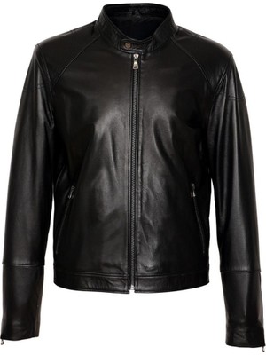 Sanalbolluk Slim Fit Kesim Sade ve Spor Erkek Deri Mont