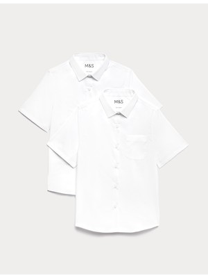 Marks & Spencer 2'li Slim Fit Kısa Kollu Gömlek (2-18 Yaş)