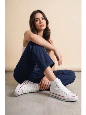 In Step Lena Beyaz Kanvas Bağcıklı Bilekli Kadın Converse