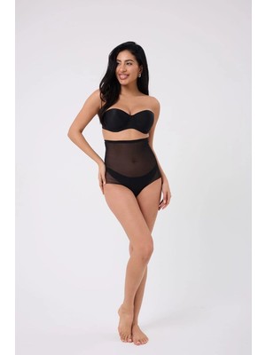 Hace Bazaar Freshness 0006 Lazer Kesim Tül Yüksek Bel Slip Korse -Hcb