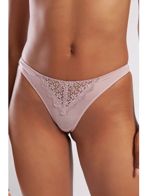 Hace Bazaar Garland Mini String, Kadın Güpürlü Açık Pembe Külot -Hcb