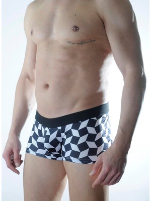 Hace Bazaar Erkek 3D Küp Desenli Boxer -Hcb