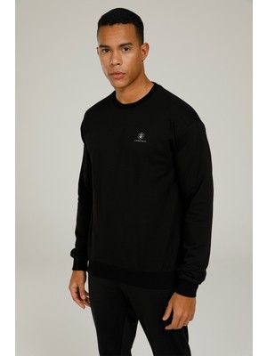 Lumberjack SN75 Basic C-Neck Sweatsh Siyah Erkek Sweatshirt