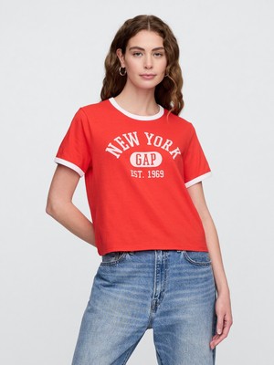 Gap Kadın Kırmızı Gap Logo Grafik Baskılı T-Shirt