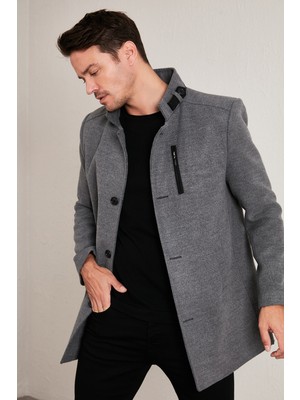 Buratti Relaxed Fit Düğmeli Dik Yaka Kaşe Kaban Erkek KABAN 5840099