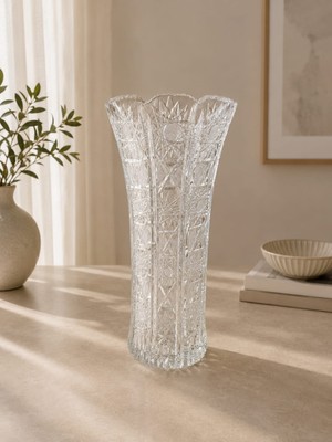 Hureggo Bohemia Vintage Yoğun El Kesme Kristal Cam Vazo - 29 cm