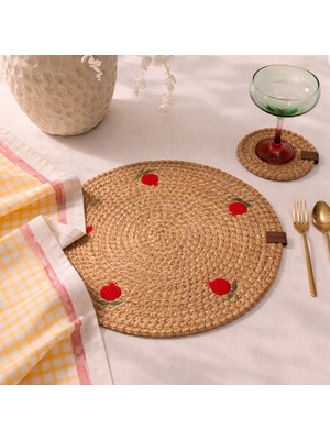 Evidea Soft Nar Nakışlı Supla - Bej - 33X33 cm