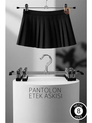 Dinç Store 44 Premium Metal Pantolon ve Etek Askısı 8'li Set - Ayarlanabilir Kaymaz Klipsli 40CM Organizer 71953