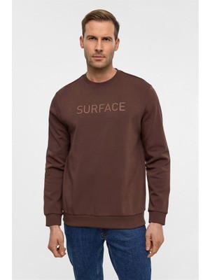 Süvari Koyu Kahve Regular Düz Bisiklet Yaka Sweatshirt