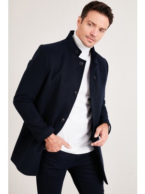 Buratti Relaxed Fit Düğmeli Dik Yaka Kaşe Kaban Erkek KABAN 5840099