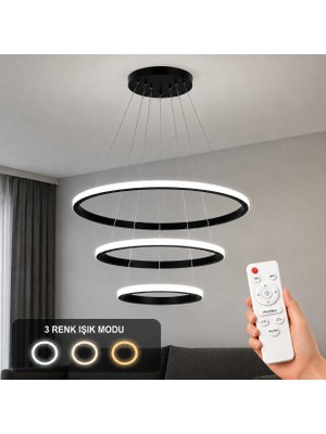 Avizego Rizon 3’lü LED Sarkıt Avize 3 Renk Kumandalı